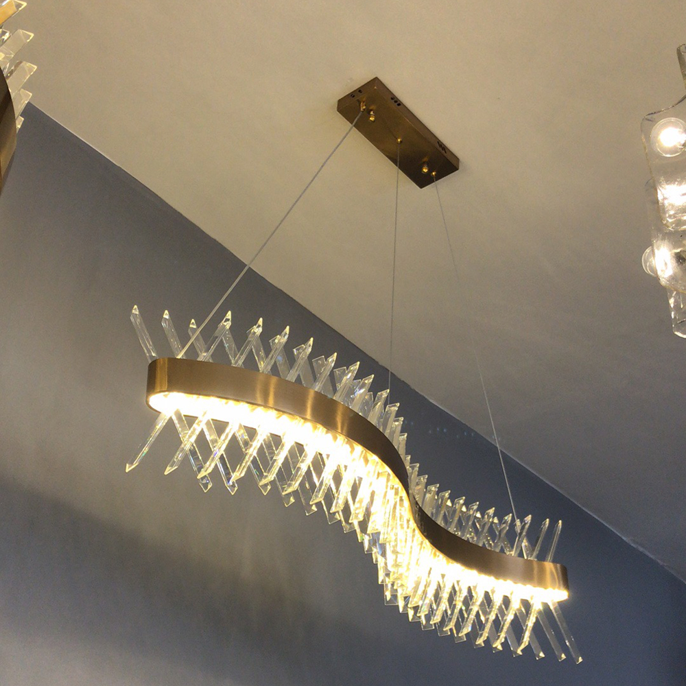 Conception de vague long lustre en cristal lampe à LED AC110V 220V lustre cristal kronleuchter éclairage à la maison bar lignaria Bar Salle à man