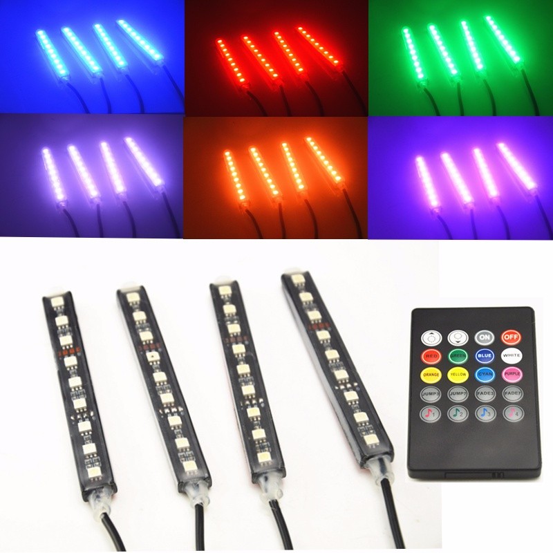 4Pcs 12V Car RGB LED DRL Strip Light SMD Car Auto Remote Control Decorative Flexible LED Strip Atmosphere Lamp Kit Fog Lamp
4Pcs 12V Car RGB LED DRL Strip Light SMD Car Auto Remote Control Decorative Flexible LED Strip Atmosphere Lamp Kit Fog Lamp