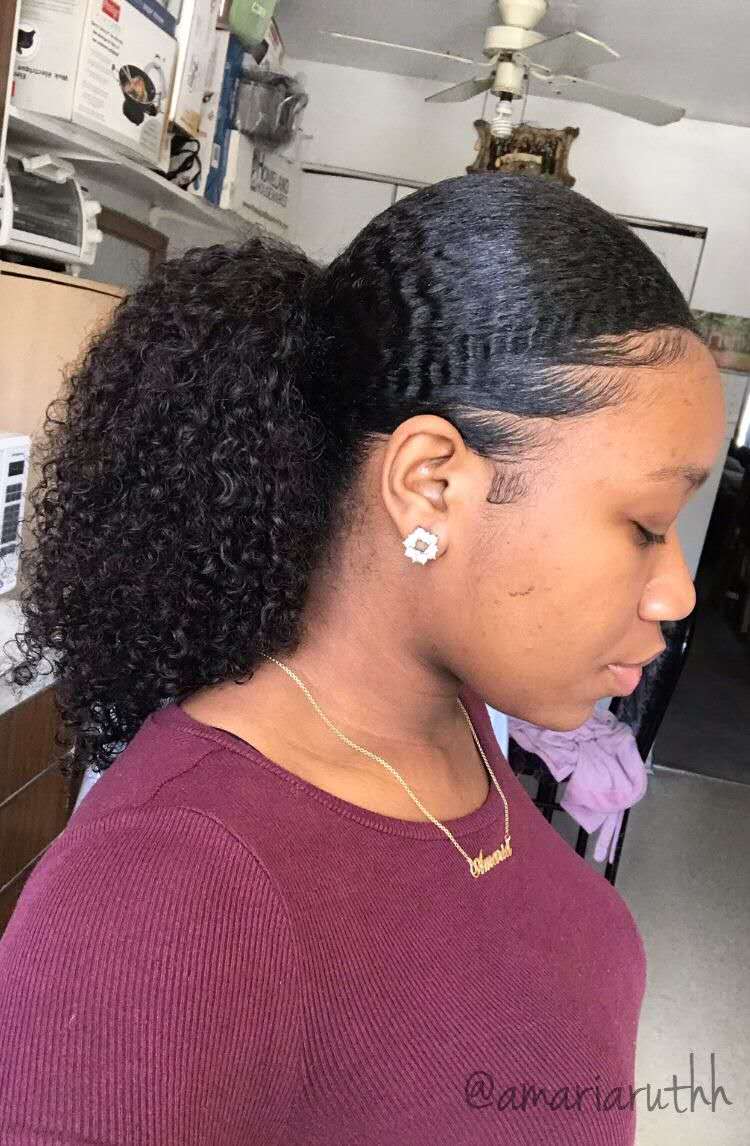 Drawstring Ponytail Extension African American Black Short High Afro Kinky Curly Hair Extension, Human Puff Hair pony tail For Black Women