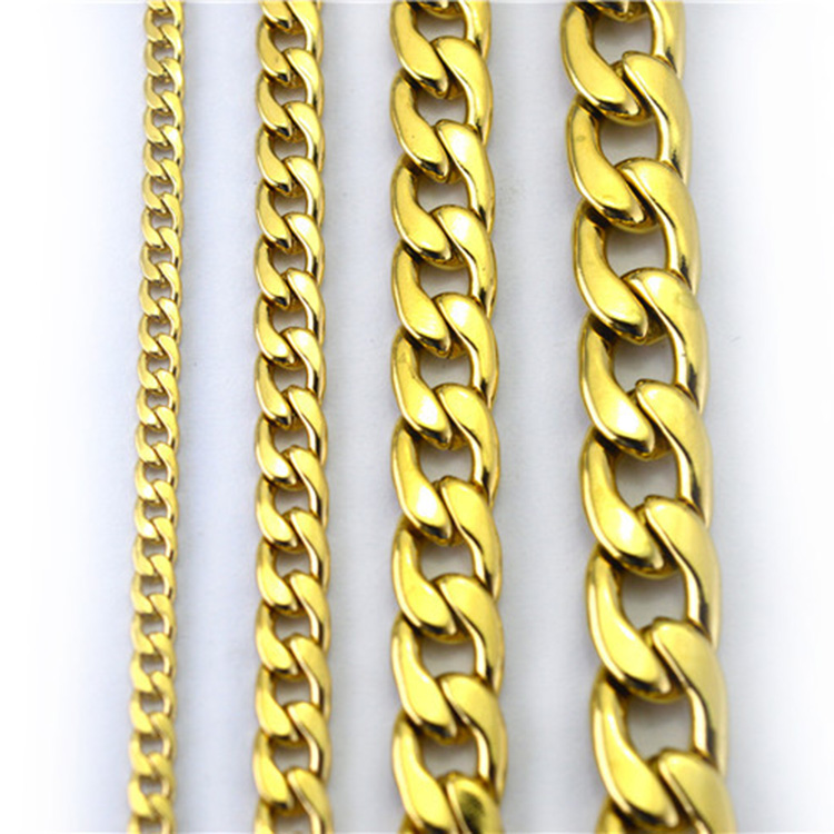 Never fade Stainless steel Figaro Chain Necklace 4 Sizes Men Jewelry 18K Real Yellow Gold Plated 9mm Chain Necklaces for Women Men