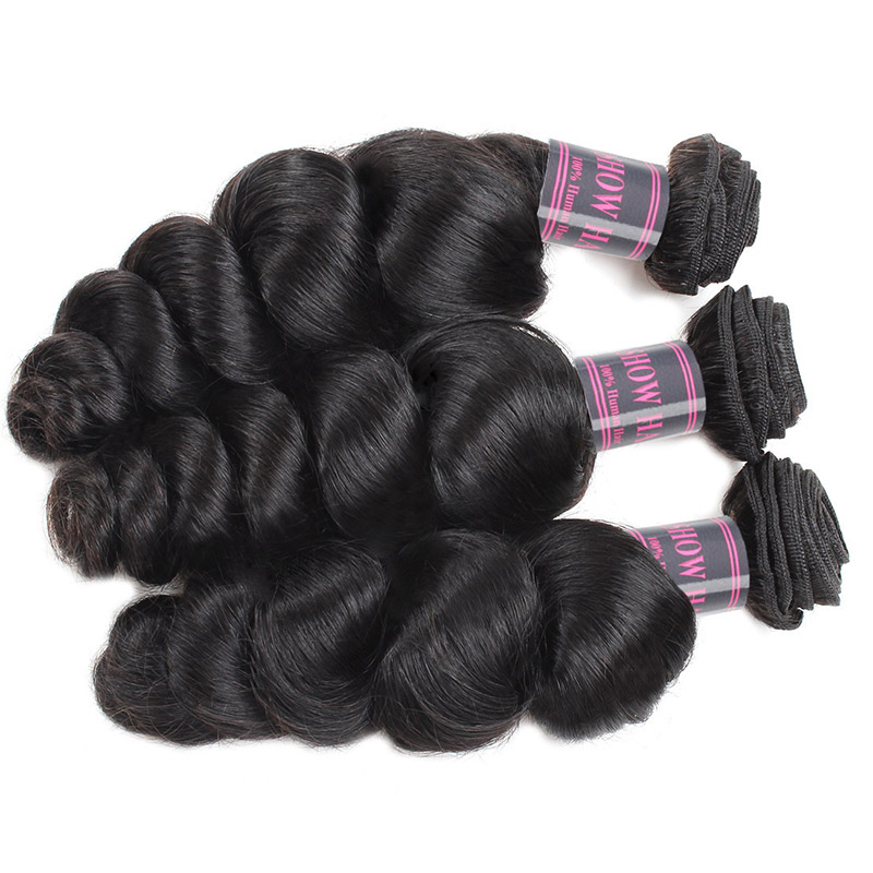 Ishow Loose Deep Body 3/4 PCS with Lace Frontal Peruvian Kinky Curly Human Hair Bundles with Closure Straight Water