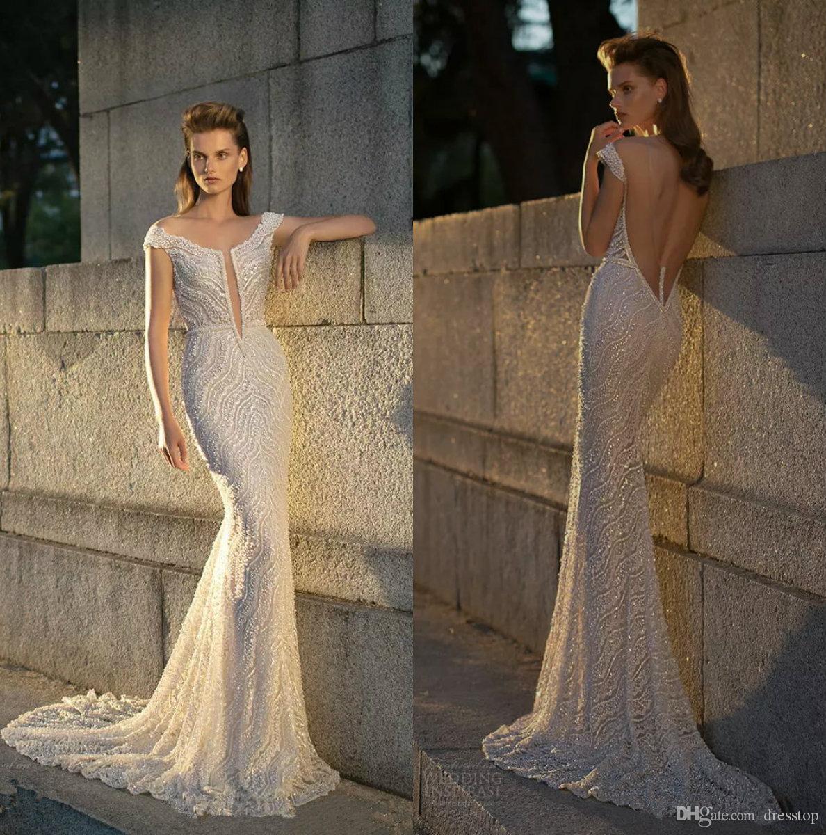 2018 Sexy Berta Beading Mermaid Wedding Dress Sweep Train Sleeveless Backless Trumpet Bridal Gowns Custom Made, White
2018 Sexy Berta Beading Mermaid Wedding Dress Sweep Train Sleeveless Backless Trumpet Bridal Gowns Custom Made, White