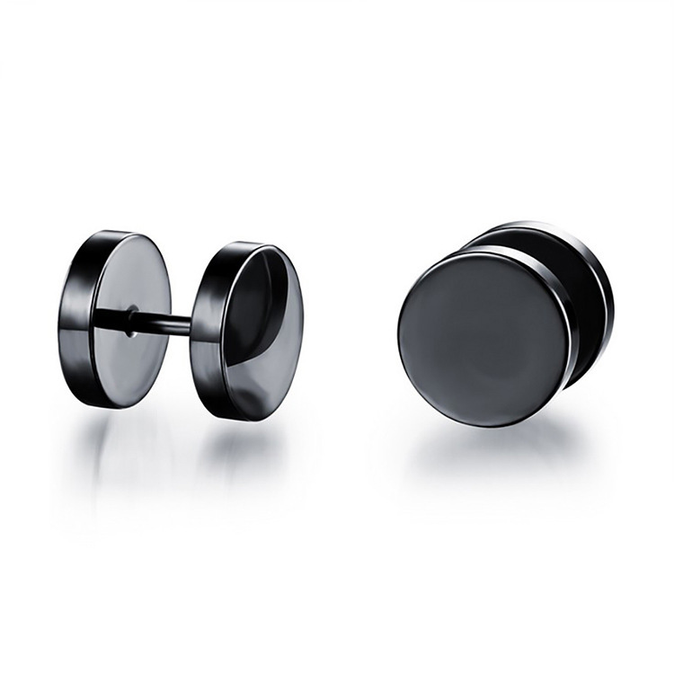 Hip Hop Men's Colorful Stainless Steel Dumbbell Screwback Stud Earrings Set Sports Fitness Jewelry Double Sides Wholesale