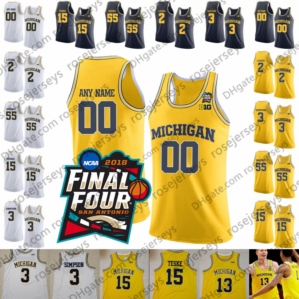 Custom Michigan Wolverines 2020 Basketball 2 Isaiah Livers 3 Zavier Simpson 15 Jon Teske 55 Eli Brooks Webber White Yellow Navy Blue Jersey, Black
Custom Michigan Wolverines 2020 Basketball 2 Isaiah Livers 3 Zavier Simpson 15 Jon Teske 55 Eli Brooks Webber White Yellow Navy Blue Jersey, Black