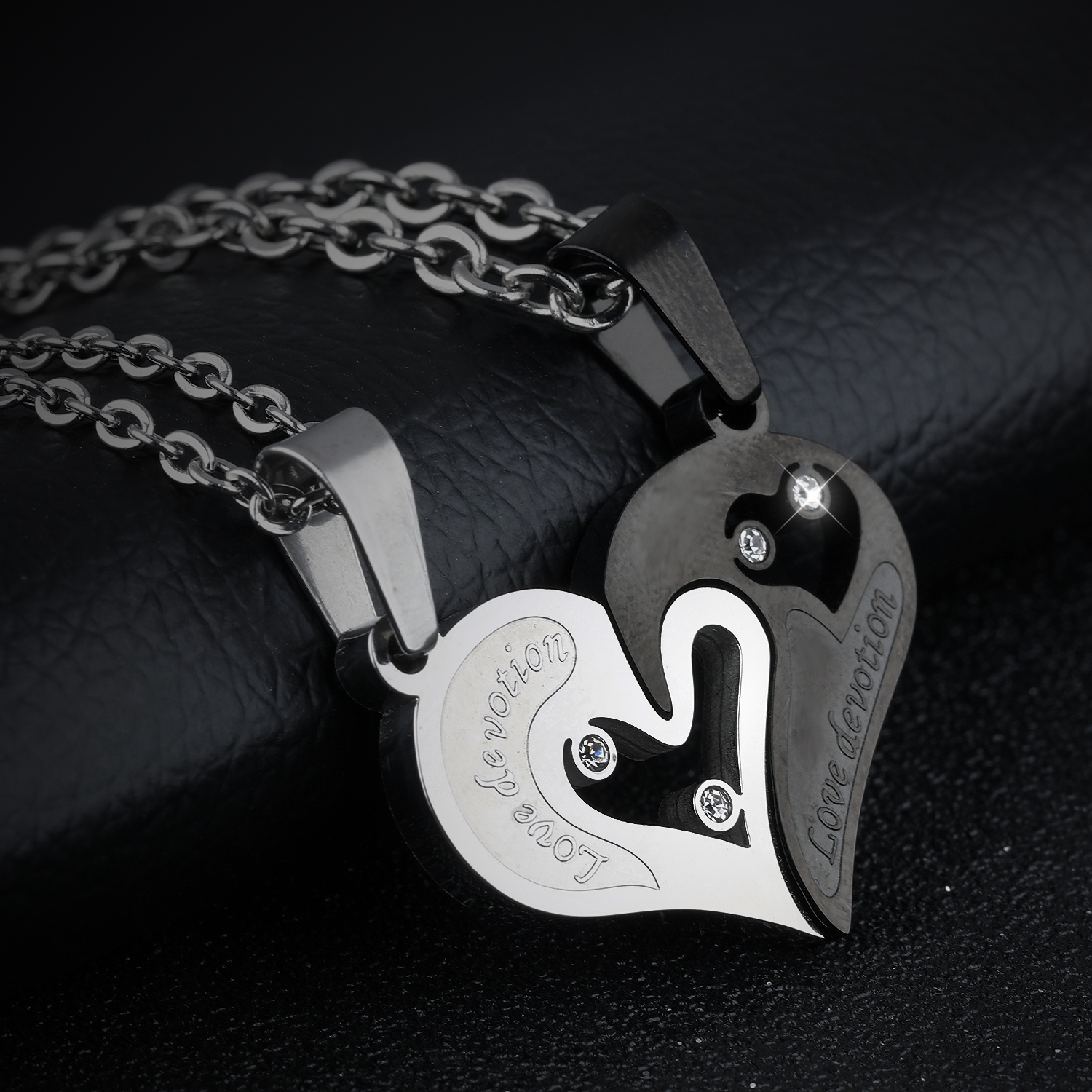 Lover Heart Shape Puzzle Pendant Necklace with Cubic Zirconia 14K Gold Plated Necklace Jewelry Lovers Gift