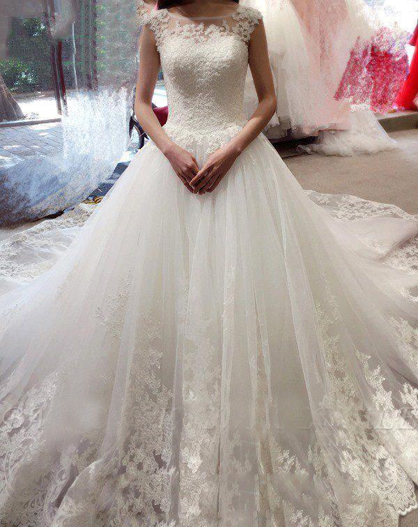 Elegant White Wedding Dresses A Line Appliques Lace Bohemian Country Garden Church Formal Bride Bridal Gowns Custom Made Plus Size