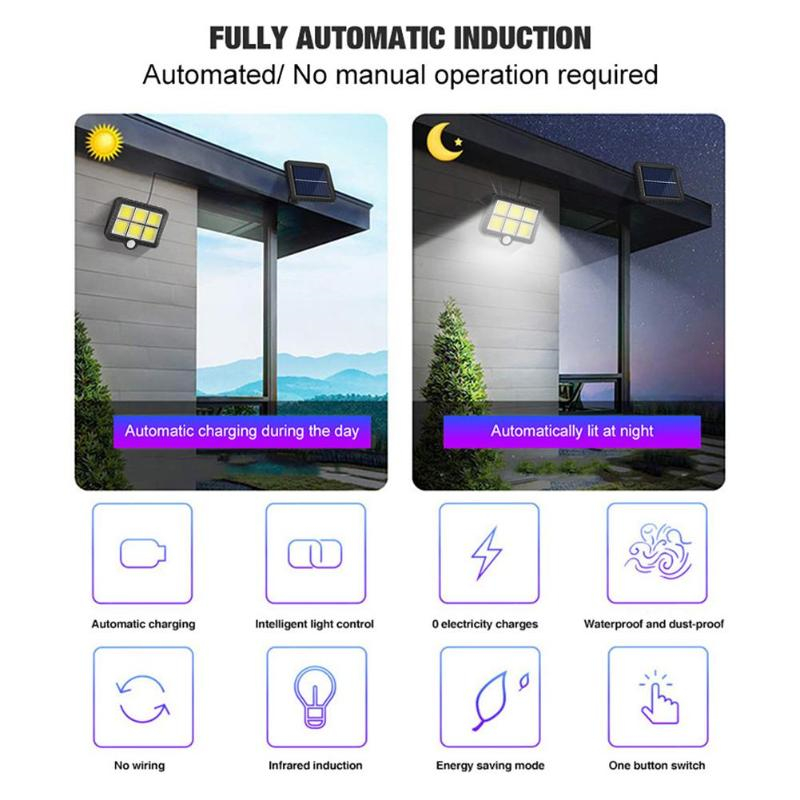 COB 120 LED solar lamp Motion Sensor Waterproof Road garden light street lamp Stand Outdoor Night Lighting
