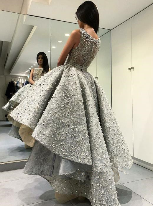 Luxury Short Prom Dresses Jewel Neck Zipper Back Pearls High Low Formal Dress Evening special occasion Cocktail Gowns sweet 16 dresses