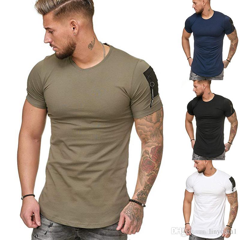 2020 Fashion Men's Slim Fit O Neck Short Sleeve Muscle Tee Hot Selling T-shirt Casual Tops Men Tshirt Clothes Summer
