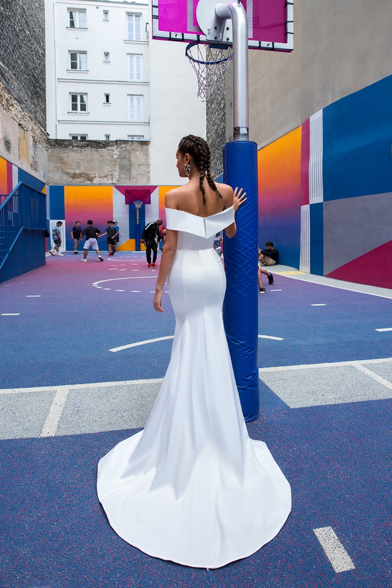 Sexy Modern Mermaid Wedding Dresses Bridal Gowns with Detachable Train Off Shoulder Lace Design Sleeveless Custom Made Vestido De Novia
