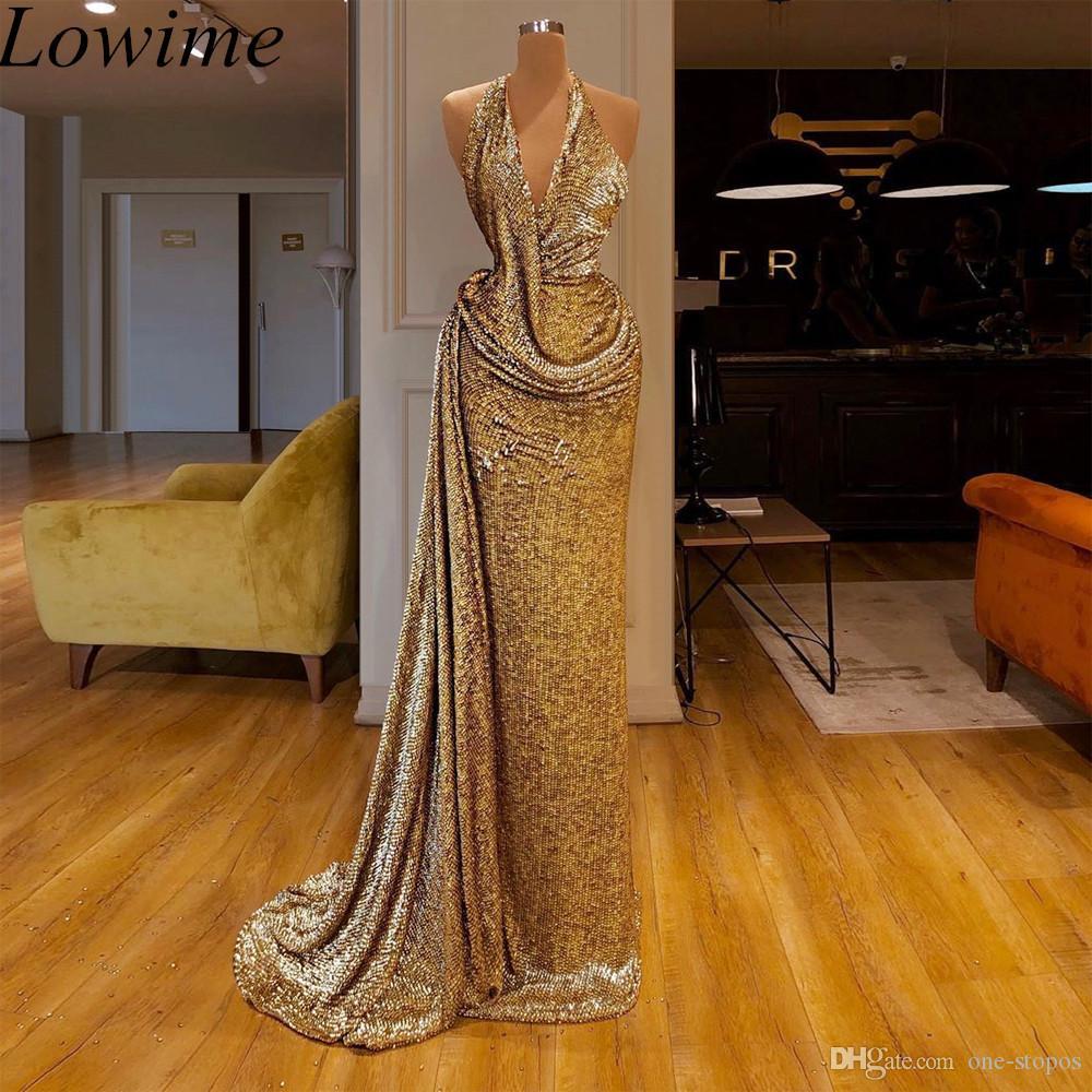 Gold Reflective Amazing Mermaid Prom Dresses With High Side Split Sexy One Shoulder Long Sleeves Formal Evening Pageant Gown Custom