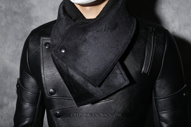 Fashion-New 2018 Leather men and velvet winter trend of irregular motorcycle jacket Slim leather jacket men