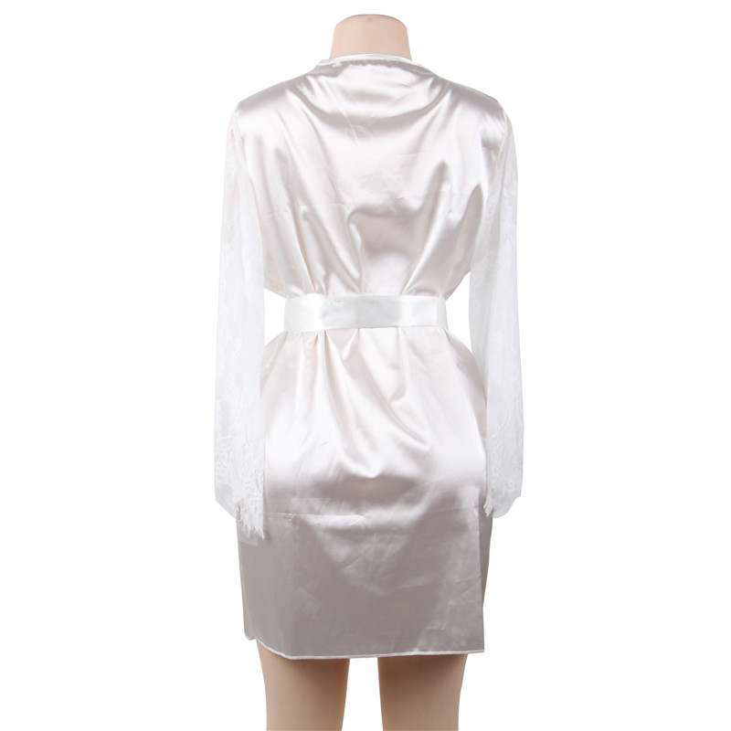 Comeondear Sleep Robes for Women Loose Long Sleeves Sexy Bathrobe Women Plus Size Night Lingerie Satin Wedding Robes RK80556