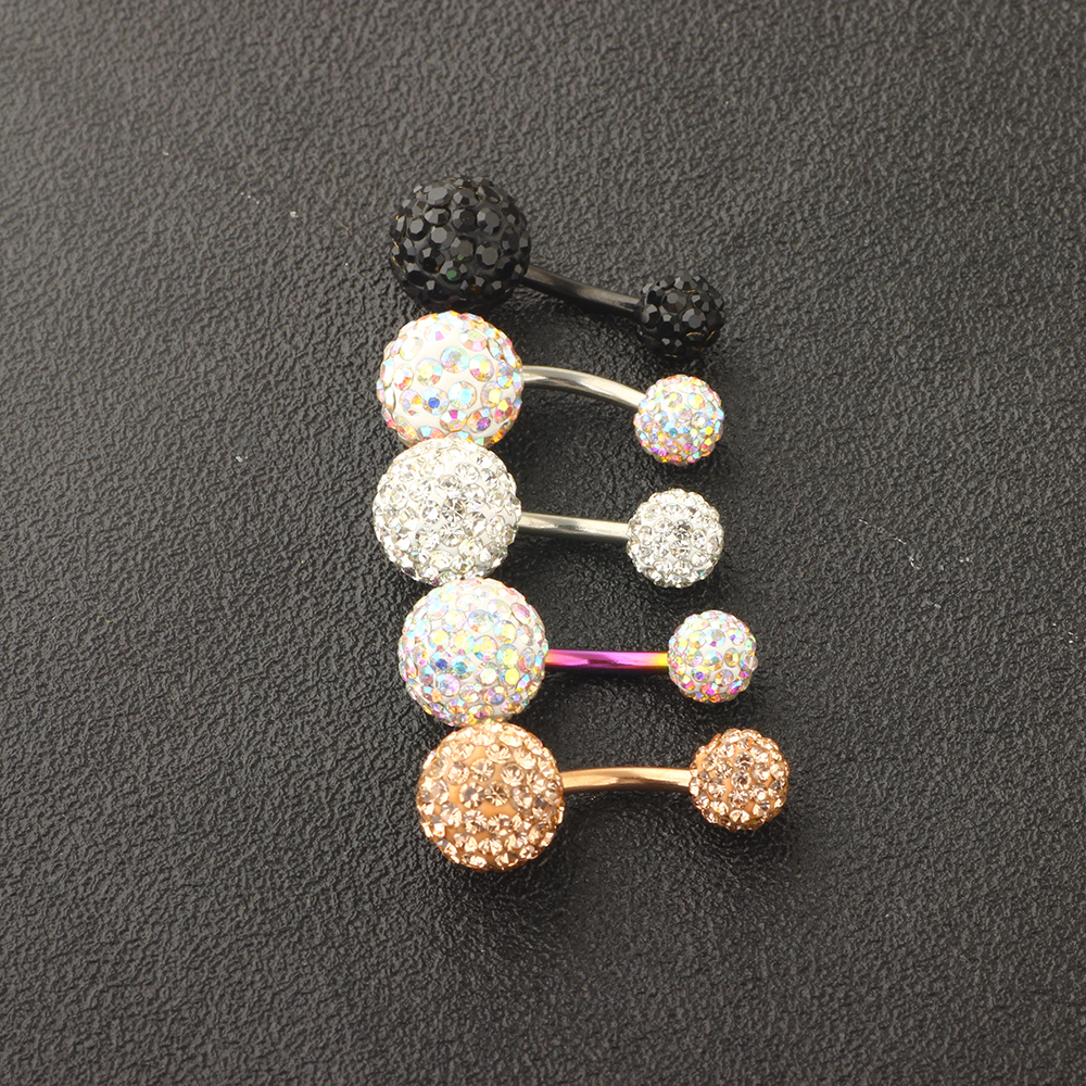 14G Stainless Steel Navel Rings Screw Bar CZ Body Piercing Belly Button Ring Women Girls Helix lage Earring