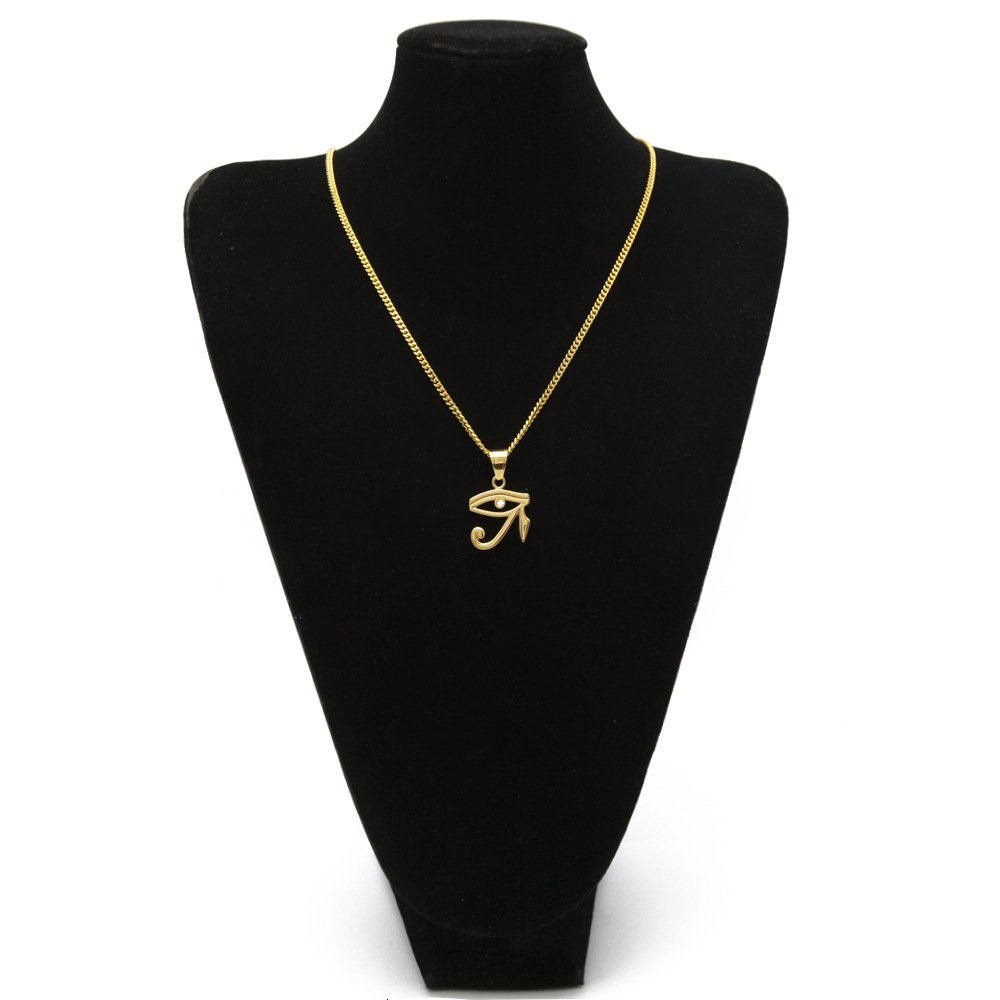 316L Stainless Steel Gold Color Egyptian The Eye Of Horus Pendant Necklace Hip Hop Wedjat Eye Necklaces For Unisex Jewelry9286130