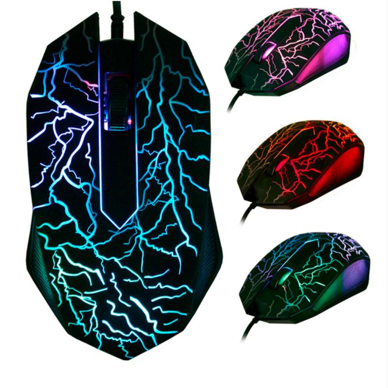 New PC Gaming Mice Mouse Professional 7 Color Backlight 2700DPI Optical Wired Gamer 3 Buttons USB Luminous Rainbow Computer Accesory for Laptop R