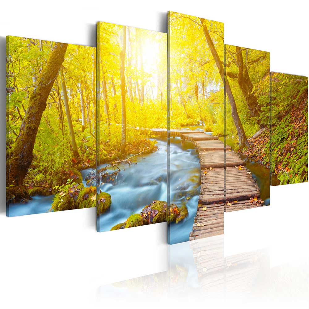 Forest Flowing Water Canvas Painting Tree Scenery Landscape Painting Nature Pictures Cuadros Wall Art Home Decor For Living Room Unframed