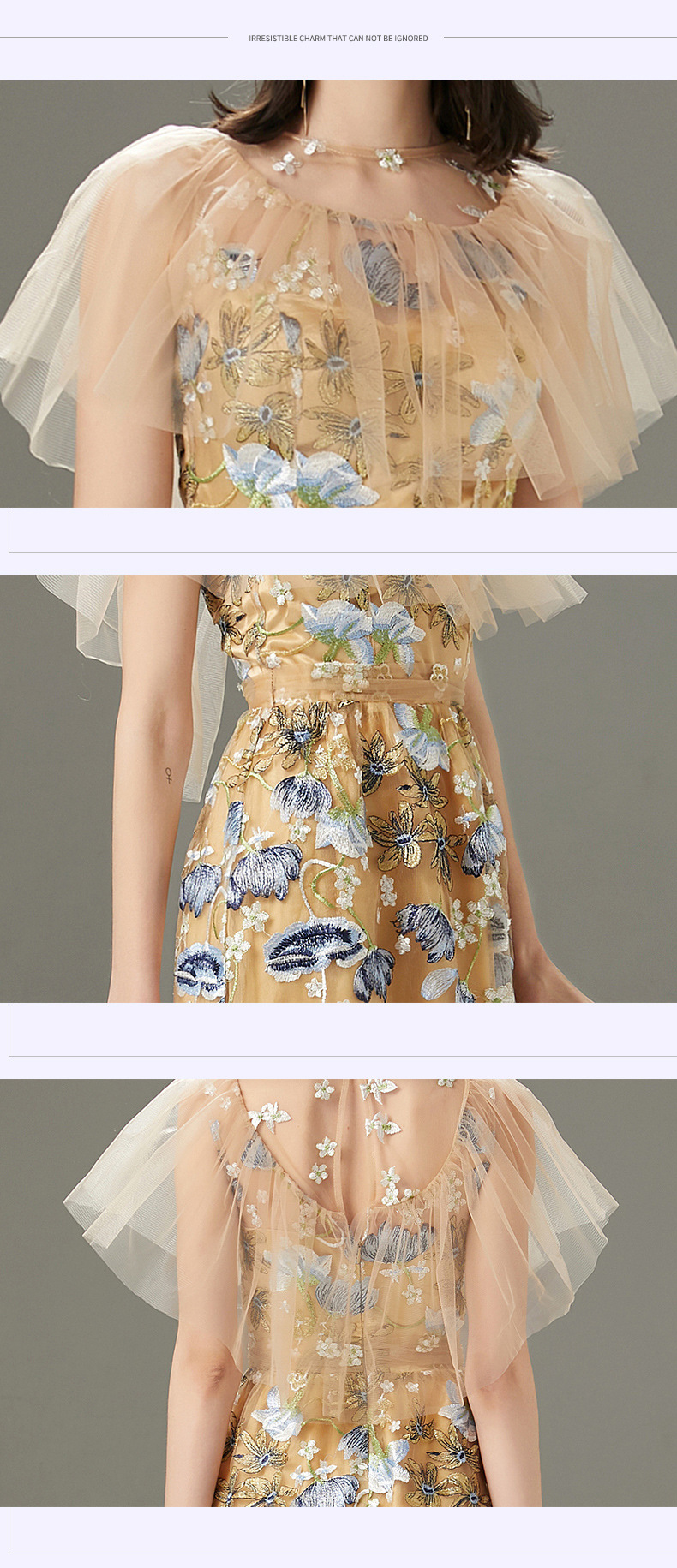 Women's Runway Dresses O Neck Embroidery Layered Ruffles Elegant Long Party Prom Dressess