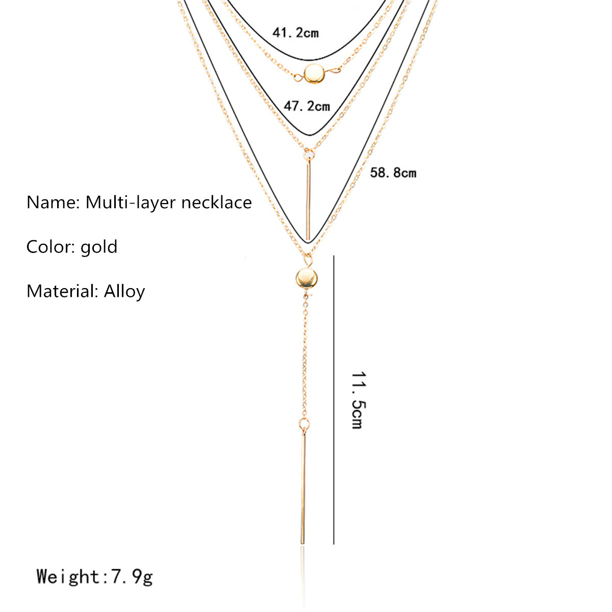 Sweater chain ladies crystal multi-layer necklace Y layer simple bar pendant necklace long section thin chain ladies jewelry