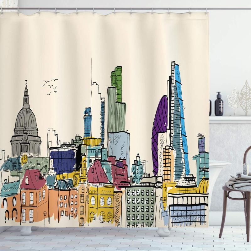 Landscape Shower Curtain Sketchy Hand Drawn Style City Scenery of London Buildings and Landmarks Image Bathroom Decor Set
Landscape Shower Curtain Sketchy Hand Drawn Style City Scenery of London Buildings and Landmarks Image Bathroom Decor Set