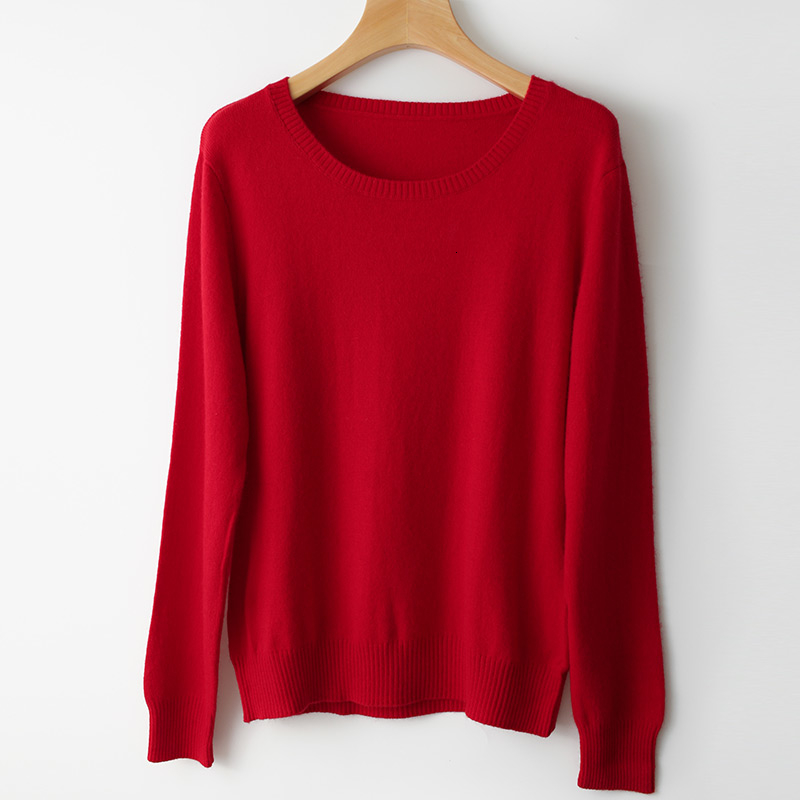Spring Winter O-neck Cashmere Wool Sweater JECH Autumn Women Solid Big Long Sleeve Pullovers Jumper Knitted Sweaters Plus Size V191129