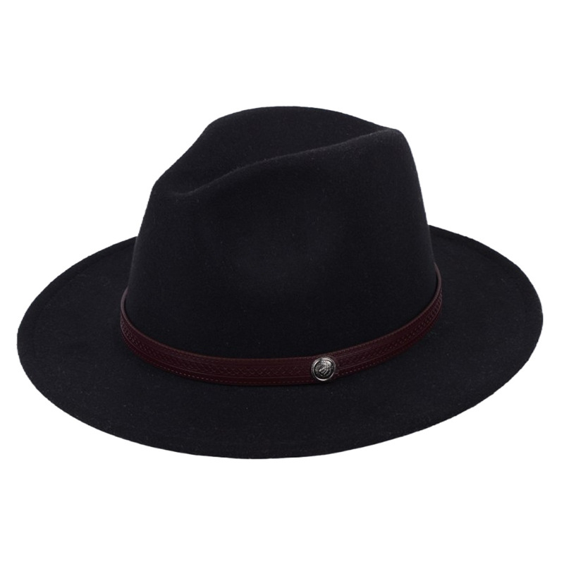 Fashion-e Unisex Wool Felt Fedora Hats with Leather Band Women Vintage Wide Brim Mens Fedoras Cap Jazz Hat Panama Formal Hat