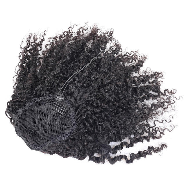 African kinky curly short high baid ponytail hair extensions clip in brazilian remy human hair pony tail hair 120g