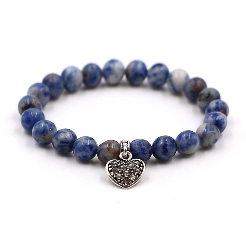 8MM inlaid brick heart pendant bracelet natural lava stone string essential oil aromatherapy unisex healing energy bracelet