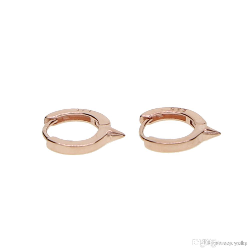 2024 newest 925 sterling silver mini Circle spike hoop 10mm dainty huggie hoop women girl classic simple gold plated hoop earring
