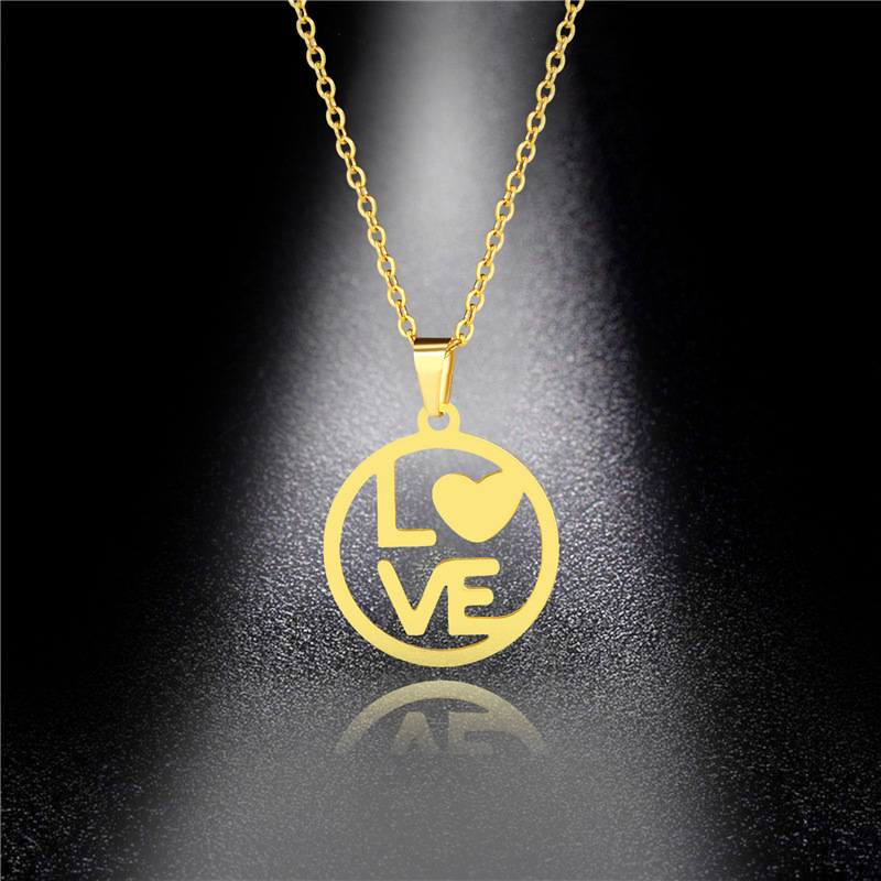 Pendant Necklaces Stainless Steel Jewelry Female Korean Love Story Letter Round Titanium Necklace Short Clavicle Chain
Pendant Necklaces Stainless Steel Jewelry Female Korean Love Story Letter Round Titanium Necklace Short Clavicle Chain