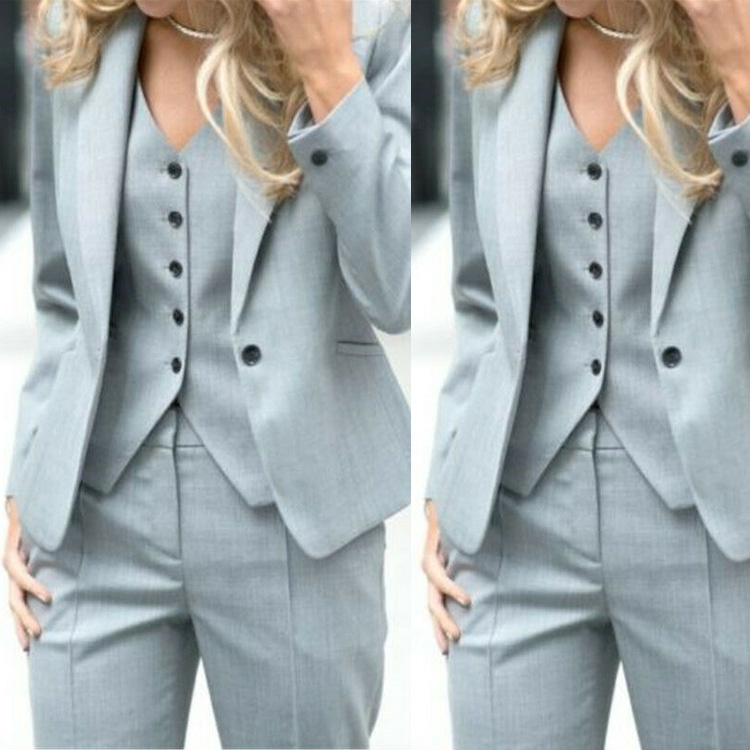 Women's Pant Suits Slim Fit Custom Made Mother's Dress Ladies Formal Office Evening Work Wear Tuxedos 3 Pieces(Jacket+Vest+Pants)
