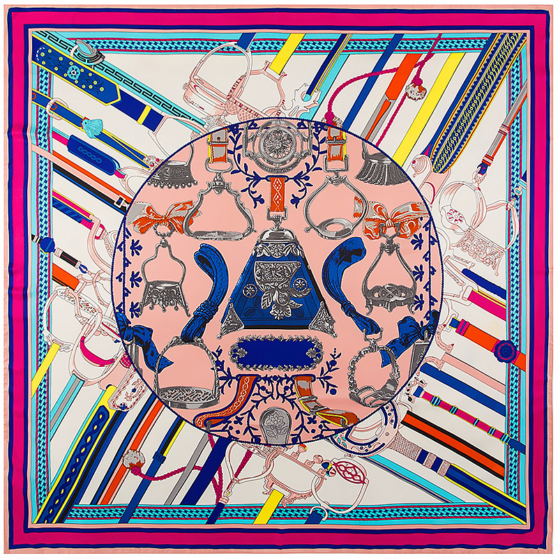 130*130cm Handmade Women 100% Real Silk Scarf Shawls Belt Print Vintage Large Bufandas Twill Silk Square Shawls&Wraps Gifts