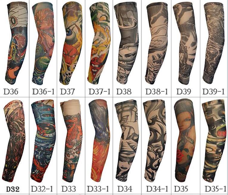 Cheapest Tattoo stretch arm sleeve for men women Outdoor Sport Riding sleeves sunscreen UV protection Elbow armband fashion hip-hop sleeves
