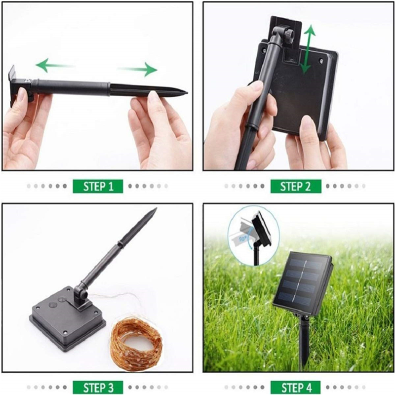 Solar String Lights LED Fairy Lighting Copper Wire 8 Modes Outdoor Strip Deorative Lamp for Patio, Gate, Yard, Party, Christmas Waterproof