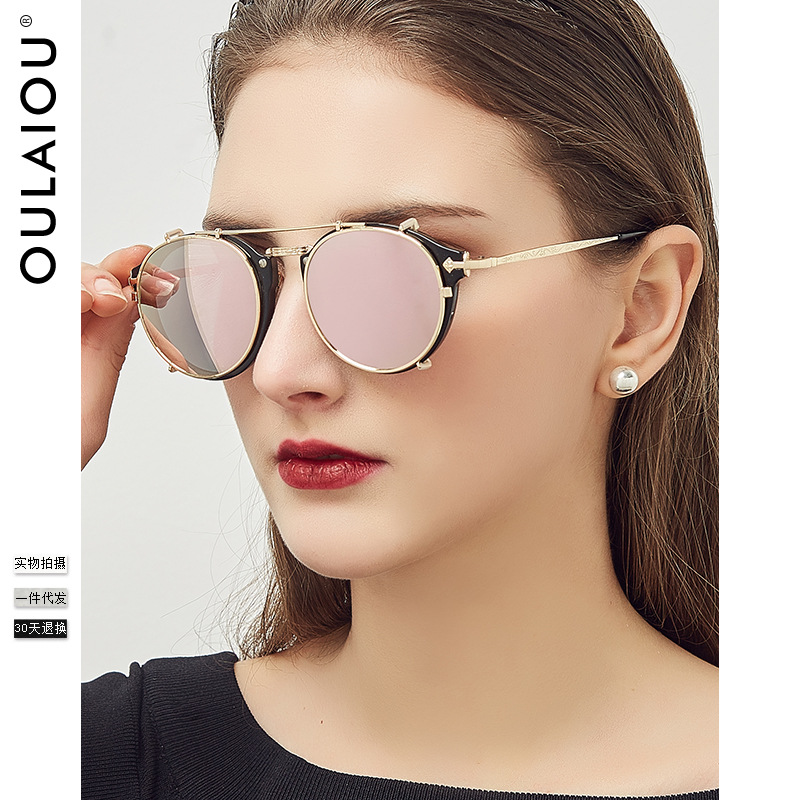 The new tide dual-use sets of mirror sunglasses female metal sunglasses ,sunglasses foreign trade to Europe and America