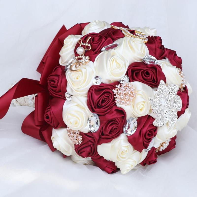 High Quality Wedding Bouquets Handmade Wine Red Rose Silk Flower Diamond Bouquet Artificial Flowers Bridal Bouquet Mariage W373D, Ivory wine red
High Quality Wedding Bouquets Handmade Wine Red Rose Silk Flower Diamond Bouquet Artificial Flowers Bridal Bouquet Mariage W373D, Ivory wine red