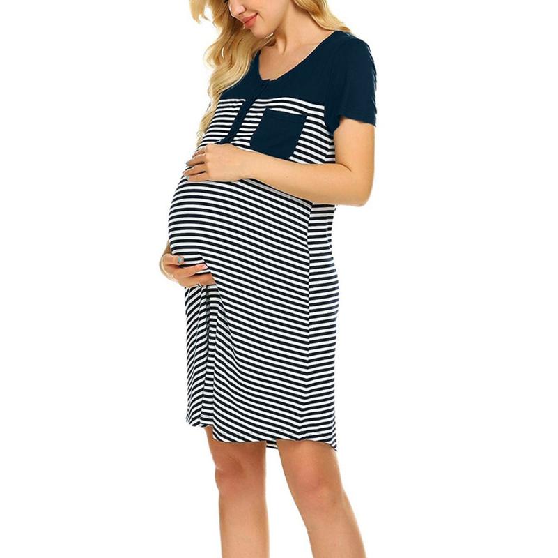 Women Maternity Dress Fashion Short Sleeve Pocket Striped Nursing Dress For Breastfeeding Pregnancy Ropa Embarazada 2020, Black
Women Maternity Dress Fashion Short Sleeve Pocket Striped Nursing Dress For Breastfeeding Pregnancy Ropa Embarazada 2020, Black