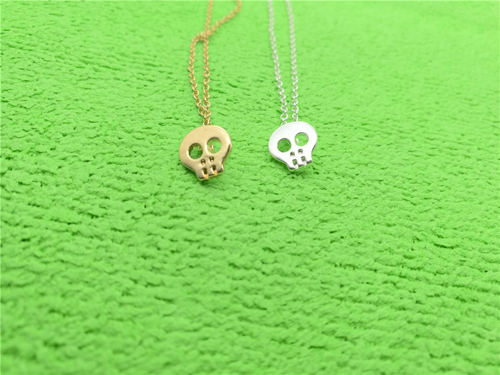 Tiny Sugar Skull pendant chain Necklace Cute Skeleton Necklace Simple Animal Skull Face Head Necklaces for women jewelry