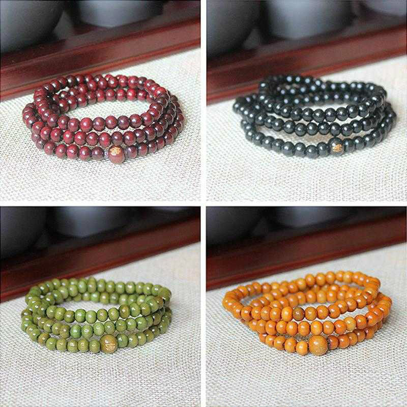 Hot sales 108*6mm Natural Sandalwood Buddhist Buddha Meditation 108 beads Wood Prayer Bead Mala Bracelet Women Men jewelry
