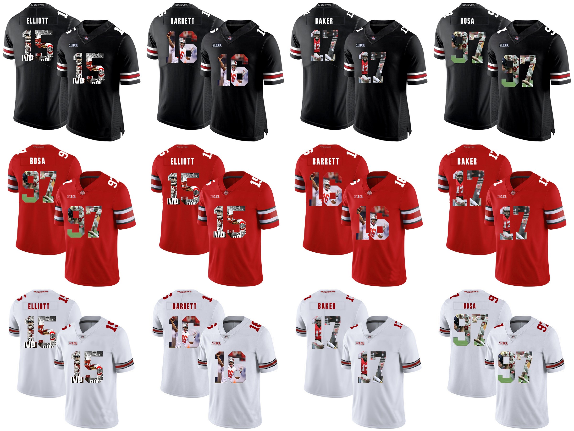 Ohio State Buckeyes # Ezekiel Elliott J.T. Barrett Jerome Baker Joey Bosa College Football Stitched Jerseys White Black Red, Custom with your name & number
Ohio State Buckeyes # Ezekiel Elliott J.T. Barrett Jerome Baker Joey Bosa College Football Stitched Jerseys White Black Red, Custom with your name & number