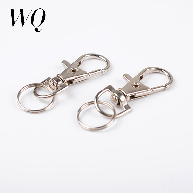 100pcs Wholesale Silver Color Rhodium Lobster Clasp Clips Key Hook Keychain Split Key Ring Findings Clasps DIY Keychains Making