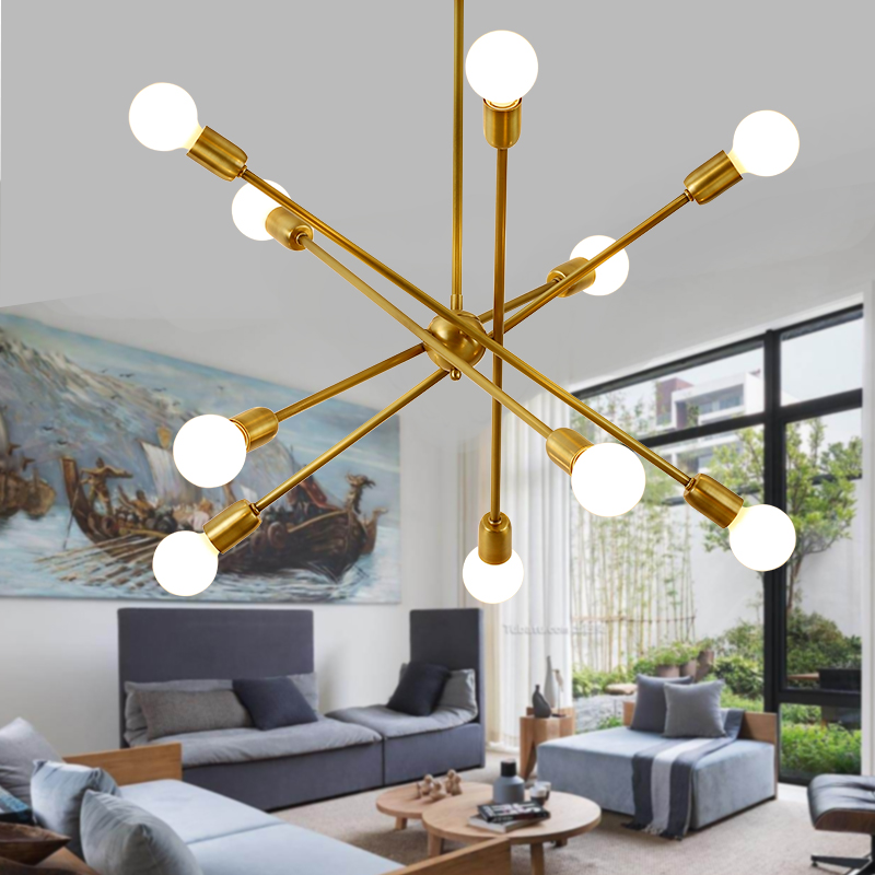 American style copper body 8/10 arm LED Pendant light modern branch with E27 base 4W led lamp pure white free shipping