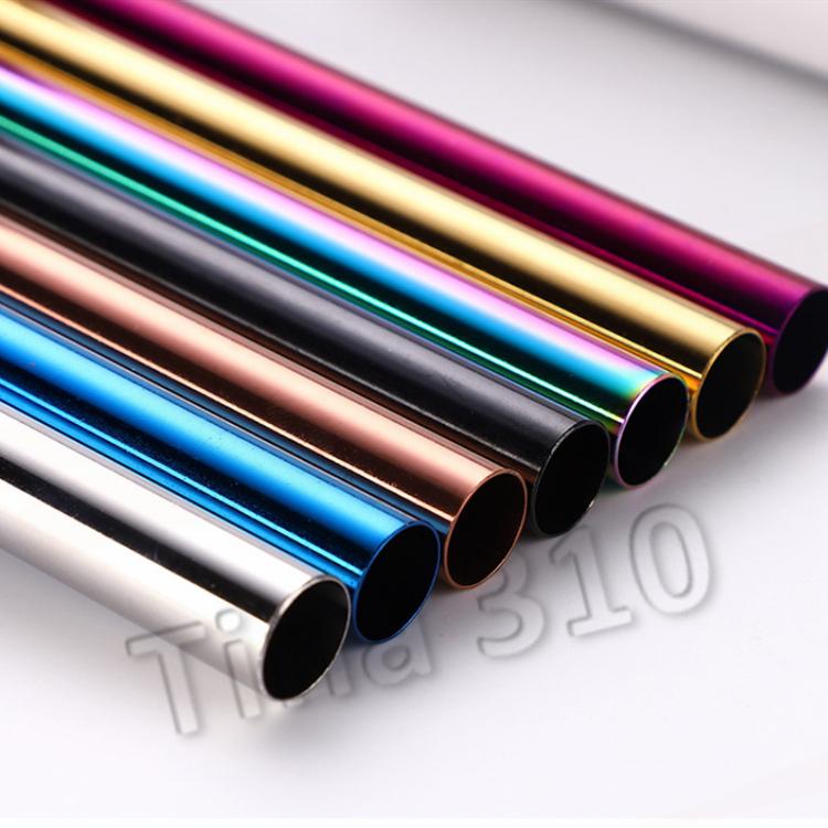 

Home 215*12MM Stainless Steel straw Drinking Straws Wide Long Reusable straws Metal Smoothie Straight Straws Fashion Outdoor T2I5280