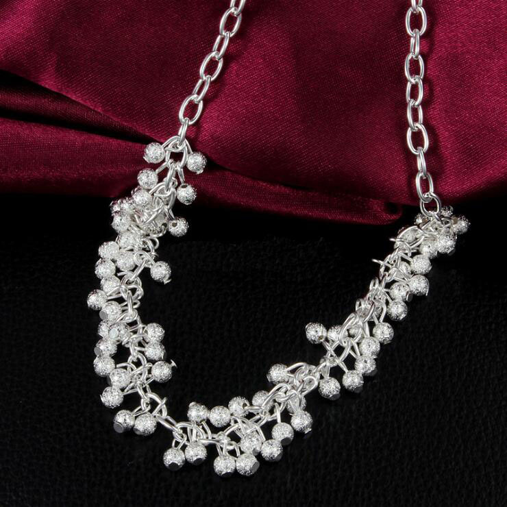 Brand new Six-lane Sand beads sterling silver plate necklace STSN001,fashion 925 silver Chains necklace factory direct sale