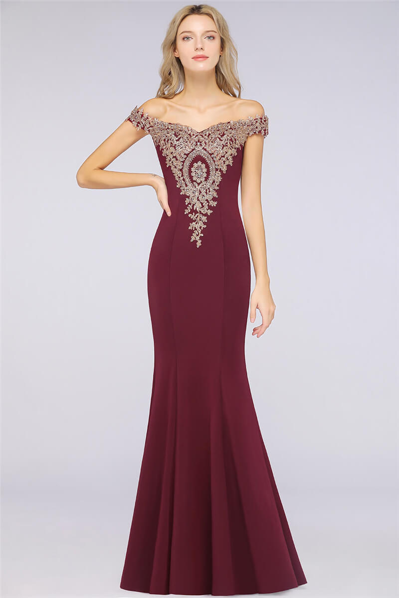 Babyonlinedress 2020 Golden Lace Burgundy Mermaid Prom Dresses Long Sexy Backless Cap Sleeve Evening Party Gowns Vestido de Festa CPS1184