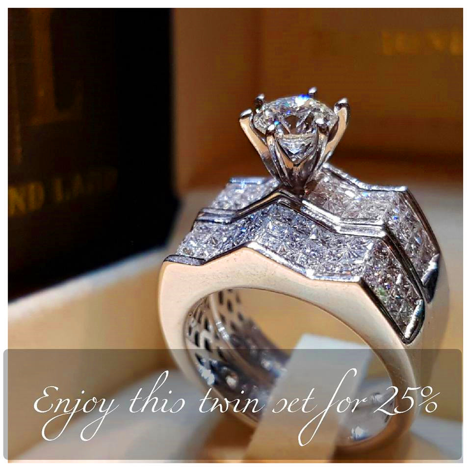 Vecalon Boho Female Diamond Wedding Ring Set Fashion 925 Silver Big Stone Finger Ring Promise Bridal Engagement Rings For Women