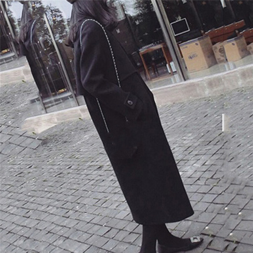 Fashion Wool Blend Female Autumn And Winter Coat Women Long-sleeved Casual Medium Long Slim Overcoat #4n20
