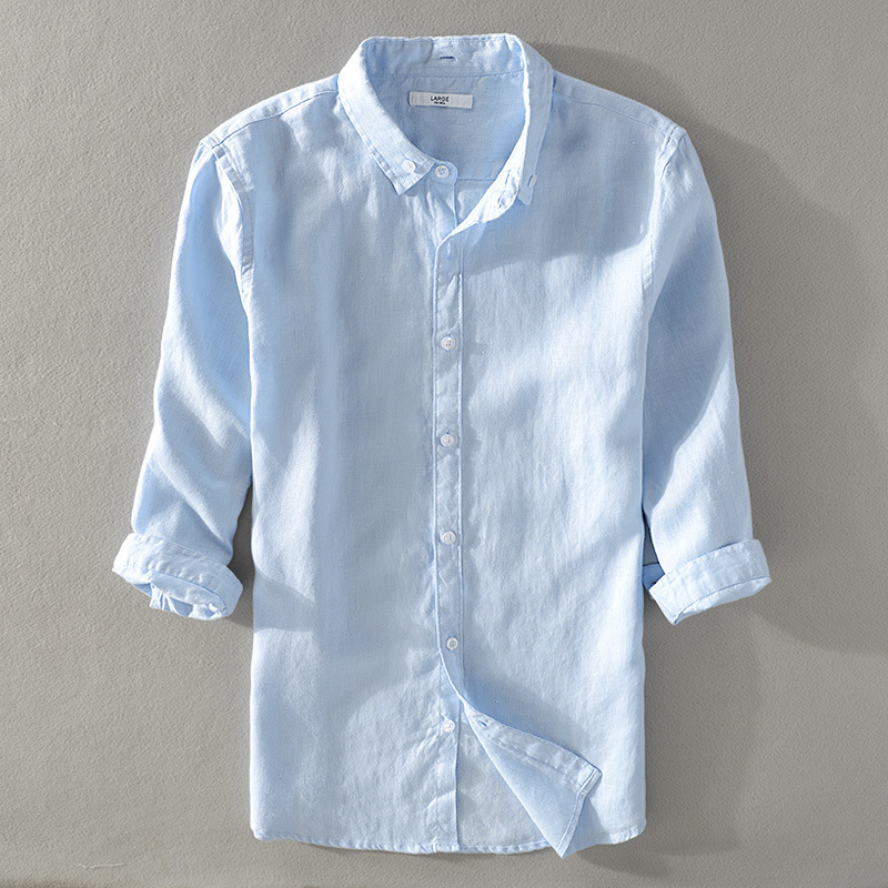 Summer High Quality Pure Linen Shirts Three Quarter Sleeve Solid Color Soft Breathable Casual Slim Fit Shirts Male Holiday Tops, White
Summer High Quality Pure Linen Shirts Three Quarter Sleeve Solid Color Soft Breathable Casual Slim Fit Shirts Male Holiday Tops, White