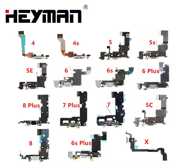 

Flex Cable for Apple iPhone 4/4S/5/5S/5C/SE/6/6SPlus/7Plus/8/X/ headphone Jack/port dock USB charge connector microphone