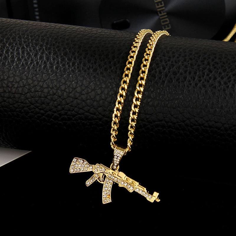 Foreign trade gun studded personality Hip Hop necklace men's rhinestone hip hop hip hop Europe and the United States pendant accessories, Silver
Foreign trade gun studded personality Hip Hop necklace men's rhinestone hip hop hip hop Europe and the United States pendant accessories, Silver